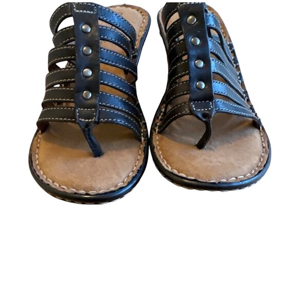 Natural Soul Size 6.5 Women’s by Naturalizer Strappy Wedge Sandals Black - Picture 5 of 14